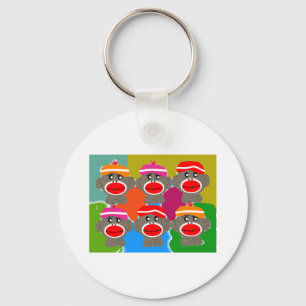 Sock Monkeys Pop Art Art Gifts Keychain