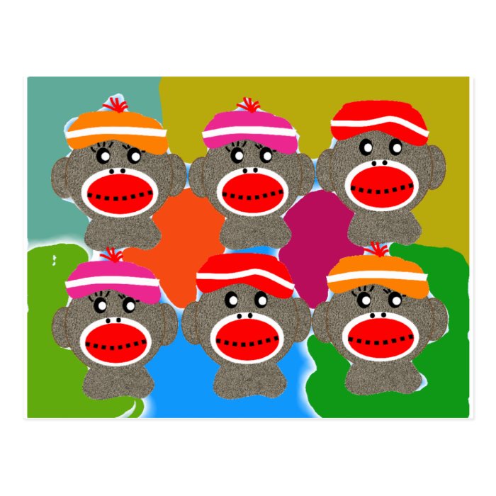 Sock Monkeys Pop Art  Art Gifts Post Cards