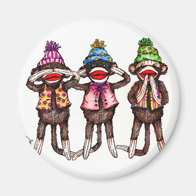 Sock Monkeys-See, Hear, Speak No Evil Magnet (Front)