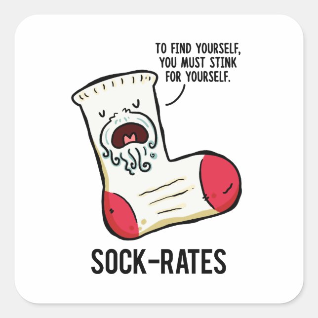 Sock-rates Funny Philosophy Pun Sticker (Front)
