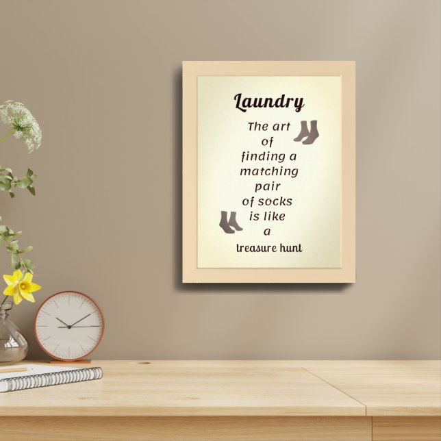 Sock Searching Delight Laundry Day  Framed Art (Table Top)