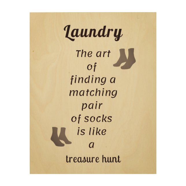 Sock Searching Delight Laundry Day  Wood Wall Art (Front)