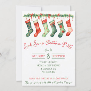Sock Swap Christmas Party, Holiday Party Invitation