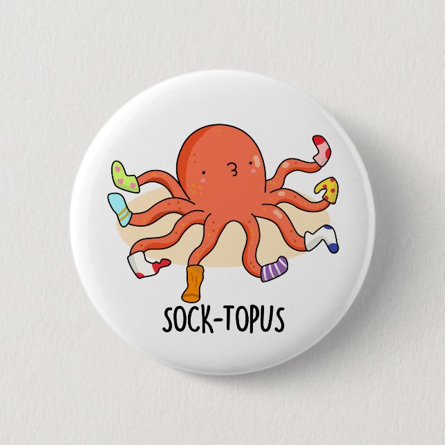 Sock-topus Funny Octopus With Socks Pun  Button (Front)