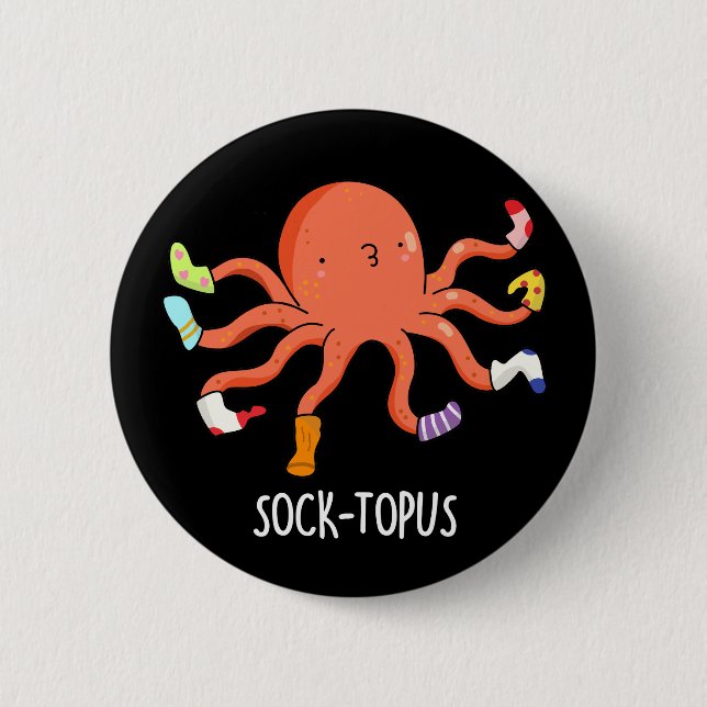 Sock-topus Funny Octopus With Socks Pun  Button (Front)