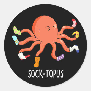 Sock-topus Funny Octopus With Socks Pun Classic Round Sticker