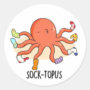 Sock-topus Funny Octopus With Socks Pun Classic Round Sticker
