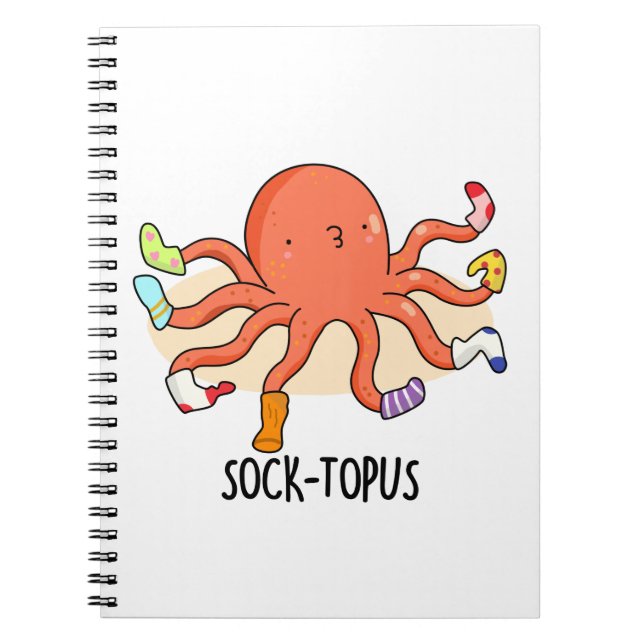 Sock-topus Funny Octopus With Socks Pun  Notebook (Front)