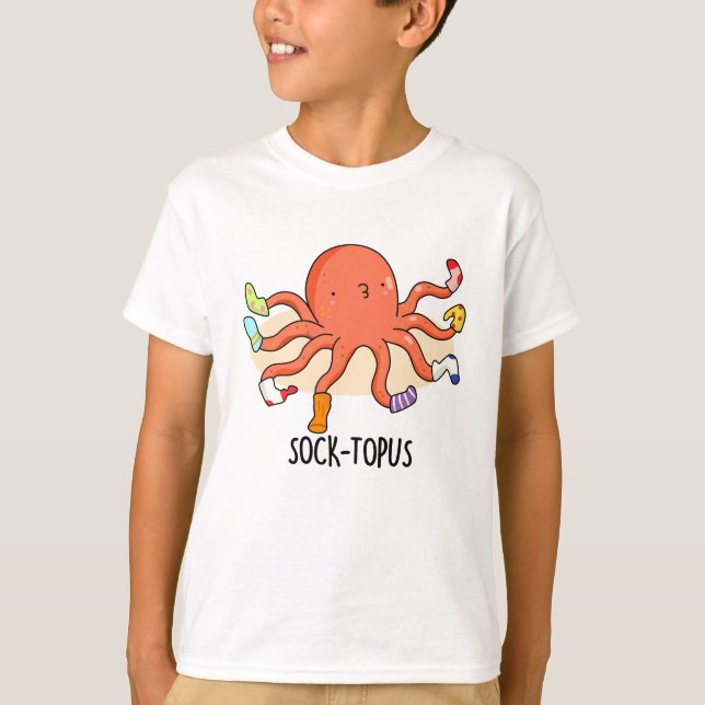 Sock-topus Funny Octopus With Socks Pun  T-Shirt (Front)