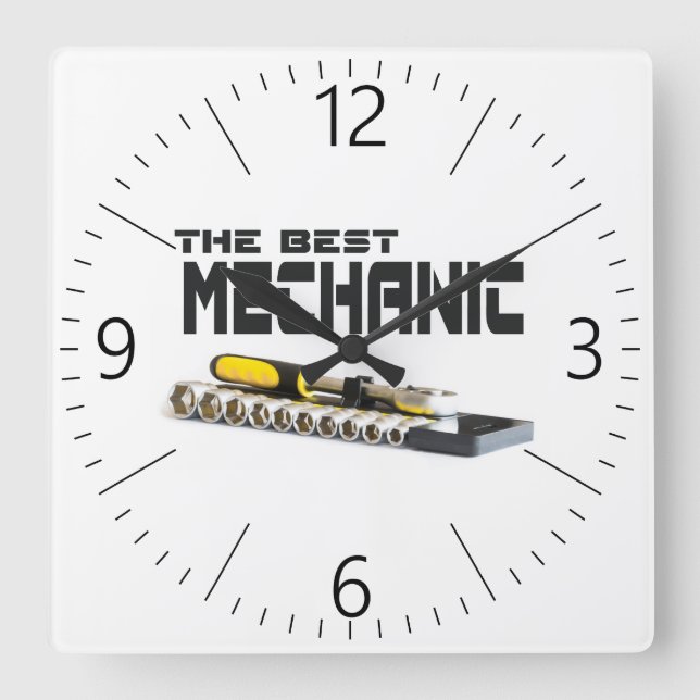 Socket wrenches square wall clock (Front)