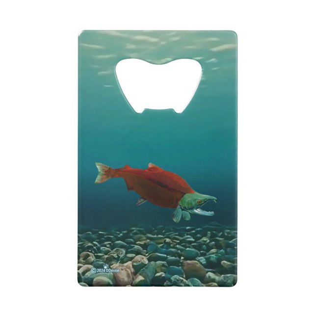 Sockeye Salmon Credit Card Bottle Opener (Front)