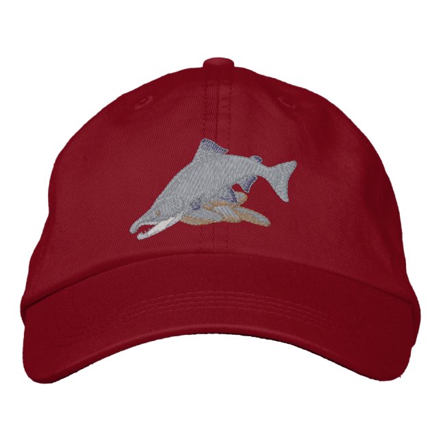 Sockeye Salmon Embroidered Baseball Hat (Front)