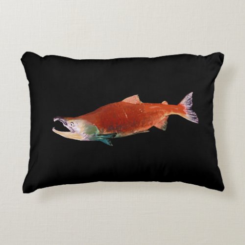 Sockeye Salmon in Red Accent Pillow