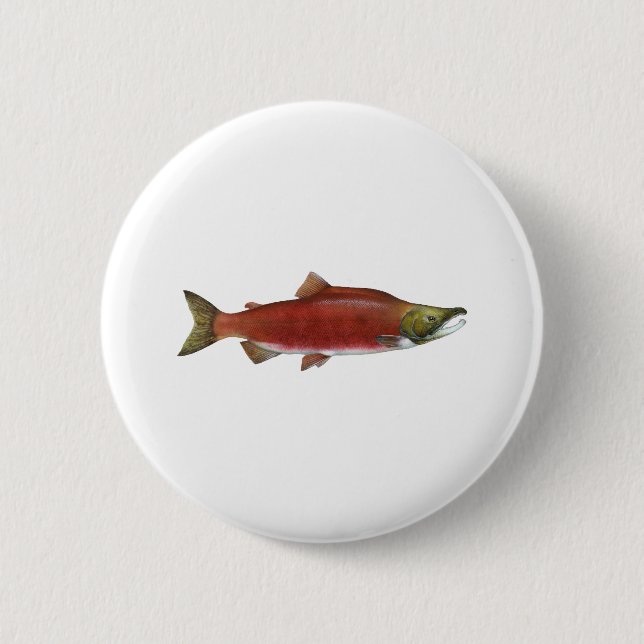 Sockeye Salmon Pinback Button (Front)