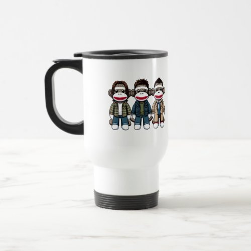 SockMonkey Hunter Brothers and their Angel Friend Travel Mug