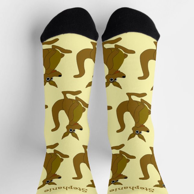 Socks Brown Kangaroo Design (Top)