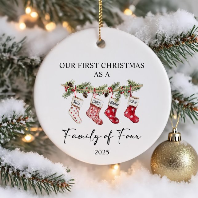 Socks Christmas as a Family of Four Ceramic Ornament (Creator Uploaded)