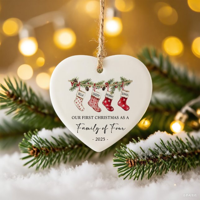 Socks Christmas as a Family of Four Ceramic Ornament (Creator Uploaded)