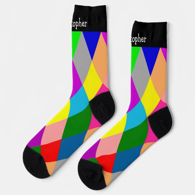 Socks Colourful Diamonds Design (Left)
