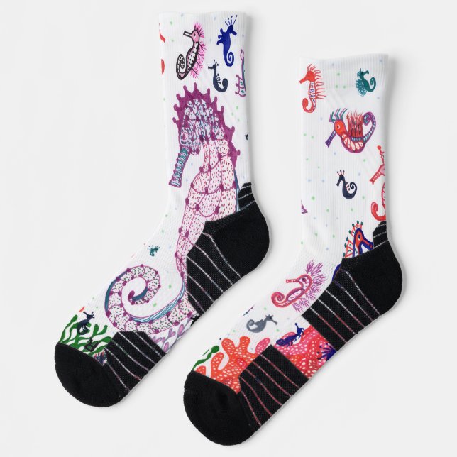 Socks. Design "Seahorses" Socks (Left)