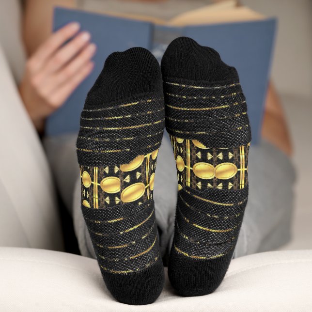 Socks Gold Black Abstract Pattern (Bottom)