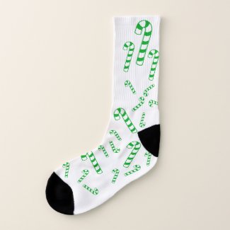 Socks - Green Candy Canes