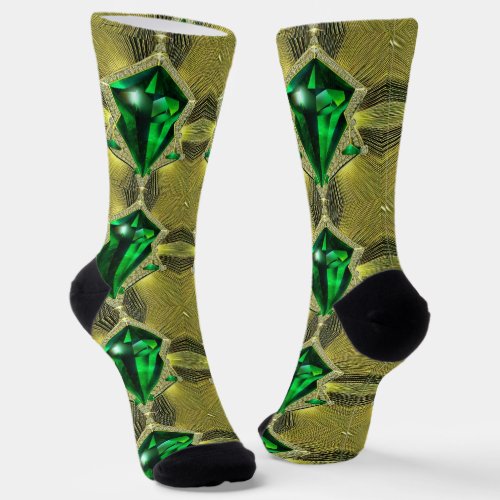 Socks Green Emerald And A Diamond Pattern