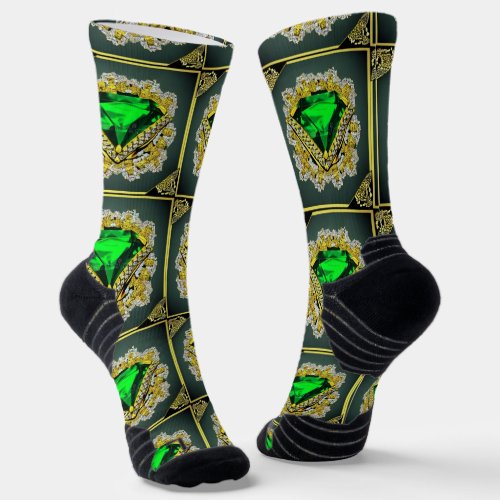 Socks green emerald and a diamond Pattern