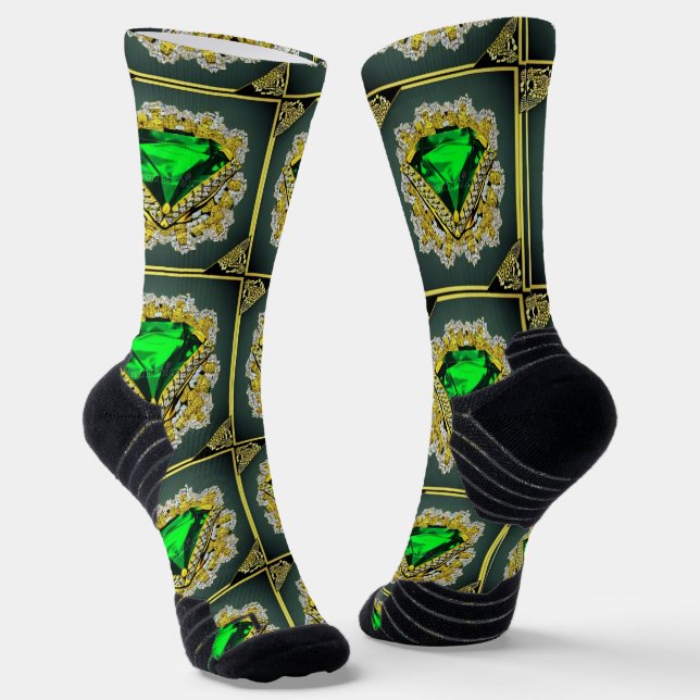 Socks green emerald and a diamond Pattern (Angled)