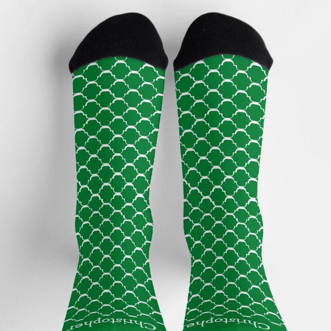 Socks Green Moroccan Pattern Design (Top)
