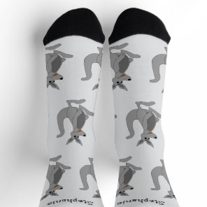 Socks Grey Kangaroo Design