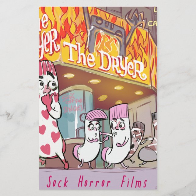 Socks Horror Films The Dryer Funny Stationery (Front)