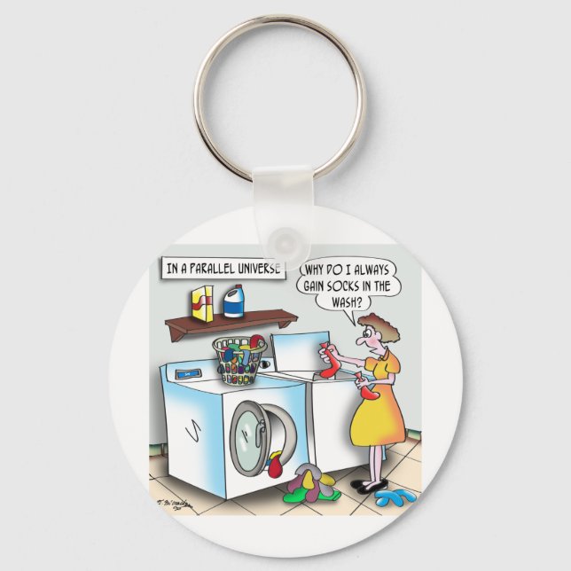 Socks in a Parallel Universe Keychain (Front)