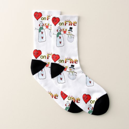 Socks Mens Heart Fire Snowman 