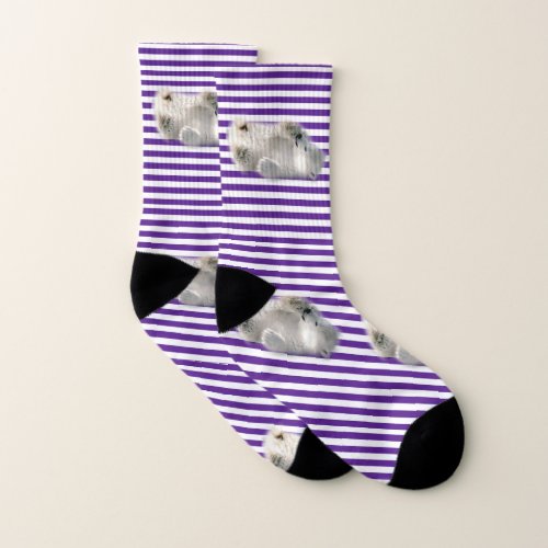 Socks Mens Polar Bear Purple Stripe