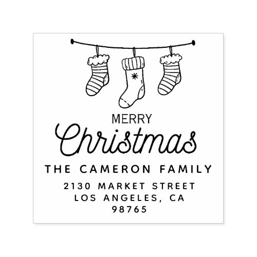 Socks Merry Christmas Family Name Return Address Self_inking Stamp