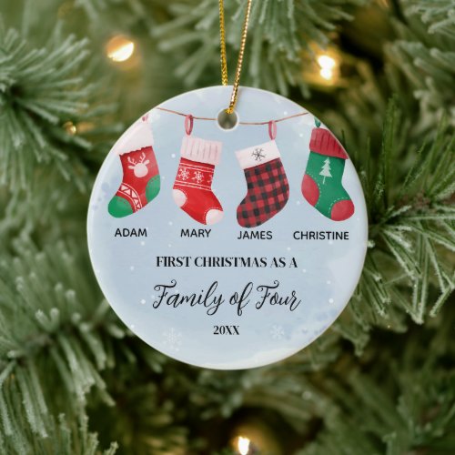 Socks Ornament Christmas as a Family of Four