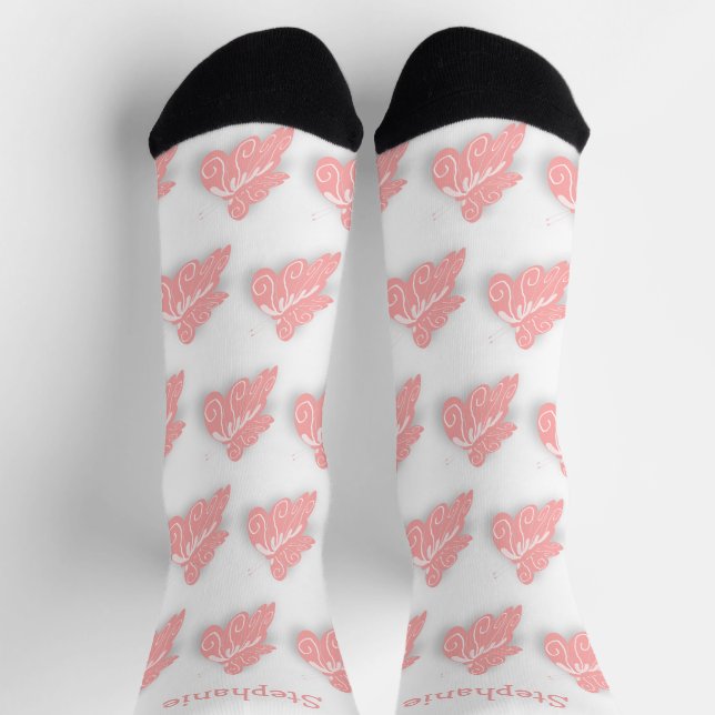 Socks Pink Butterfly Design (Top)