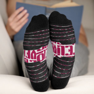 Socks Red with cheerful text
