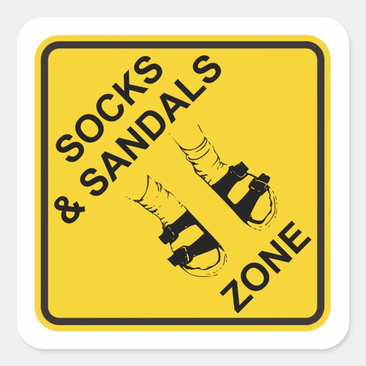 Socks & Sandals Zone Square Sticker Zazzle