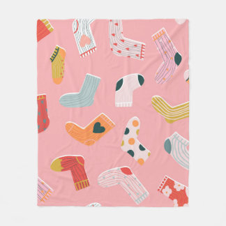 Socks seamless pattern. Cozy hand-drawn cartoon st Fleece Blanket