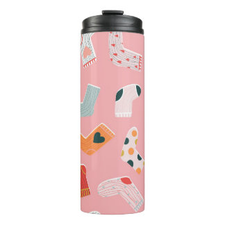 Socks seamless pattern. Cozy hand-drawn cartoon st Thermal Tumbler