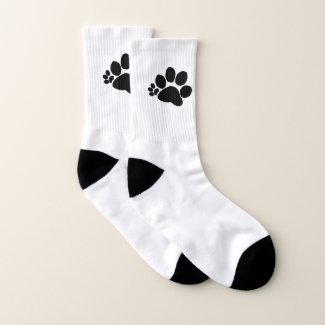 Socks - White with Polydactyl Prints (large)