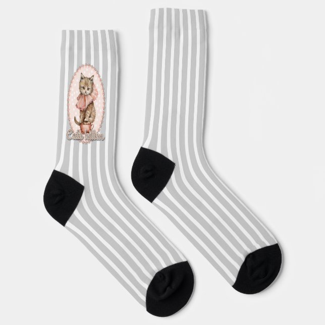 socks with applique of a small kitten (Right)