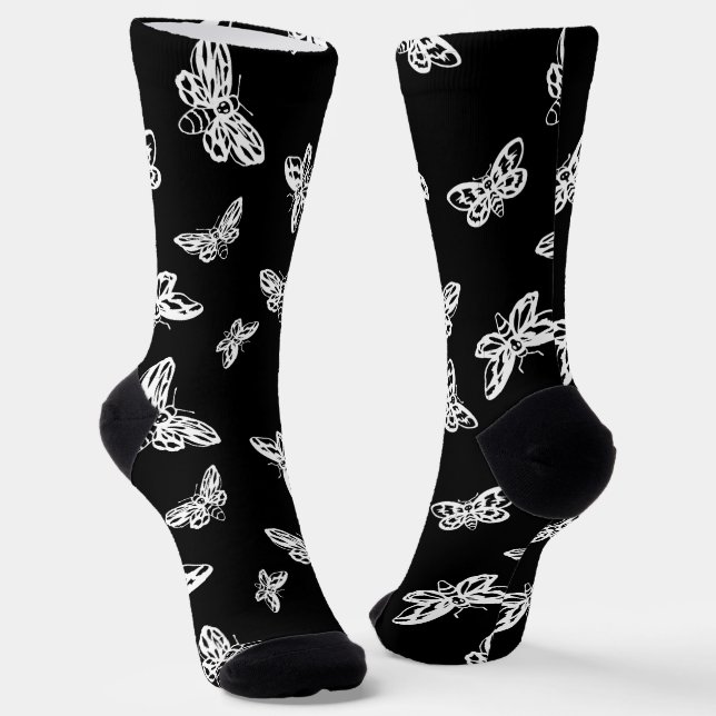 Socks with moth pattern (Angled)