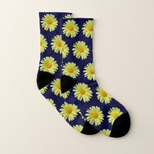 Socks - Yellow Daisy on Midnight Sky