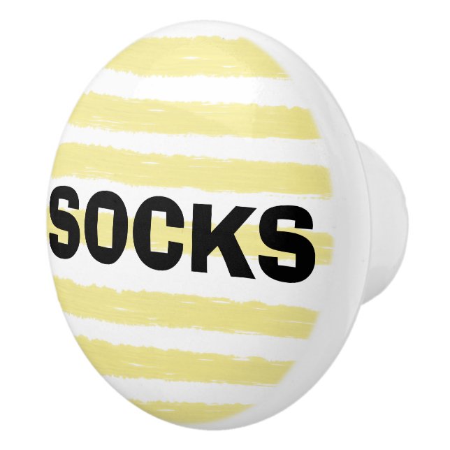 Socks Yellow White Watercolor Stripes Ceramic Knob (Right)