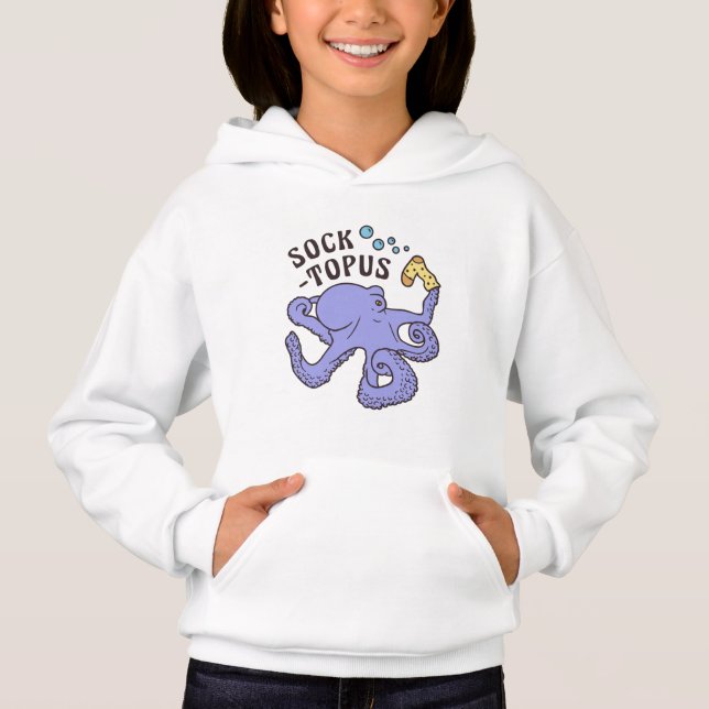 Socktopus Blue Octopus With Sock Funny Meme Hoodie (Front)