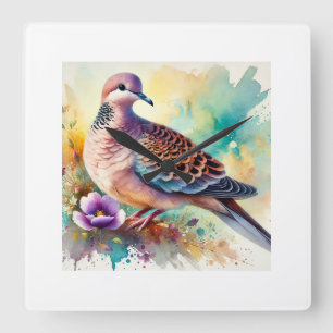 Socorro Dove 300824AREF143 - Watercolor Square Wall Clock