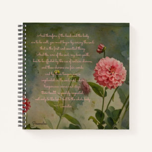 Socrates Health Quote Cute Pink Flowers Journal